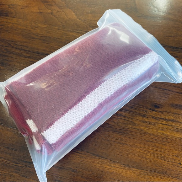 Merona Fuzzy Rabbit Hair Blend Burgundy White Red Stripe Knit Scarf 58" Length - Picture 13 of 16